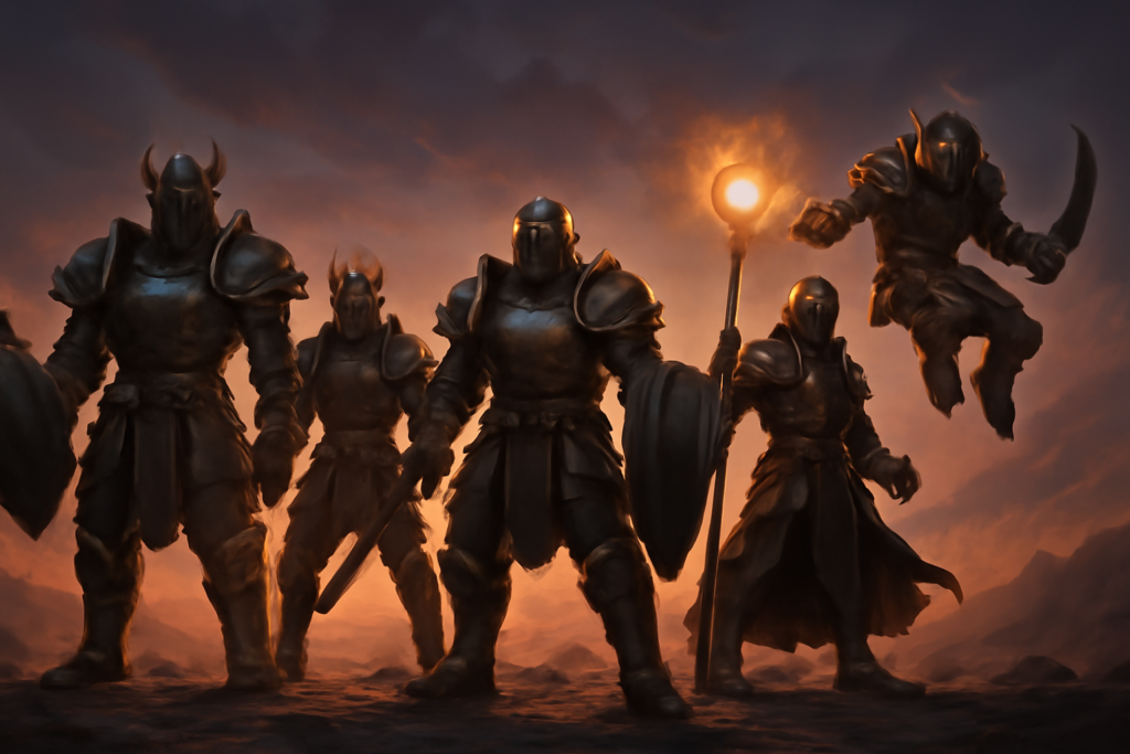 Lima hero tank game aksi mobile dengan gaya armor berbeda di arena
